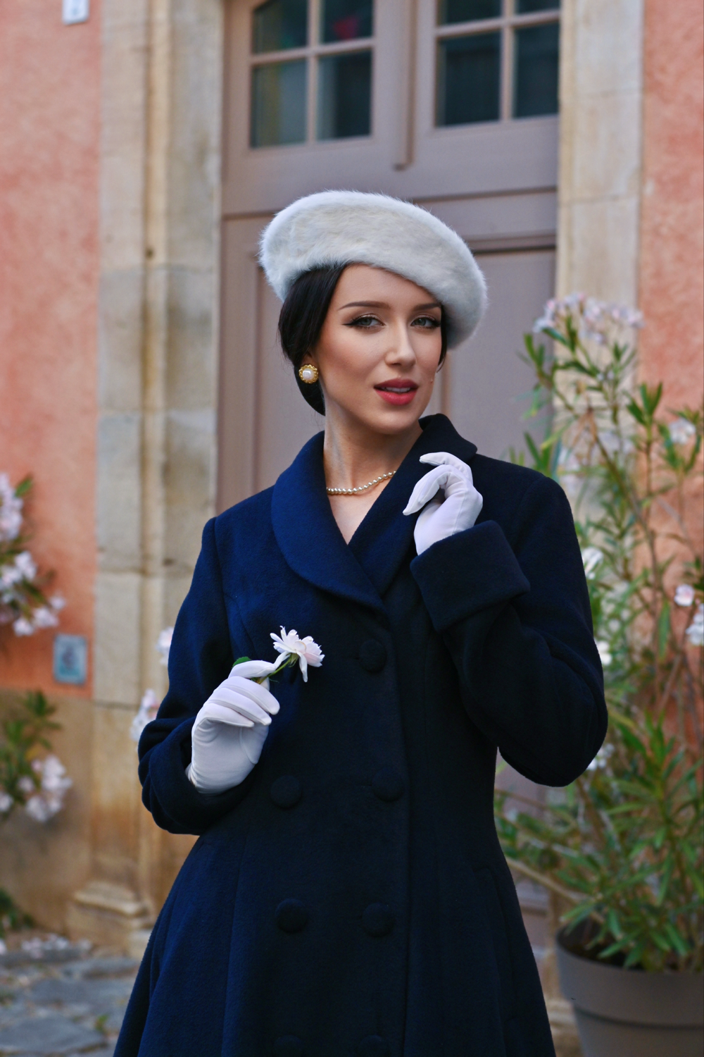 Emmeline Navy Swing Coat in Extended Sizing